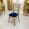 Gold Chiavari Chairs with blue Seat Pad - BE Furniture Sales