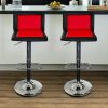 Red & Black Leather Bar Stools