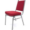 Ex Hire Red Budget Banquet Chair - Silver Frame - BE Furniture Sales
