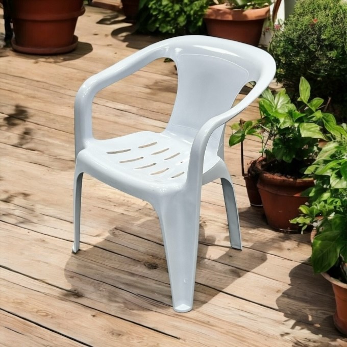 White Slatted Patio Chair - BE Furniture Sales