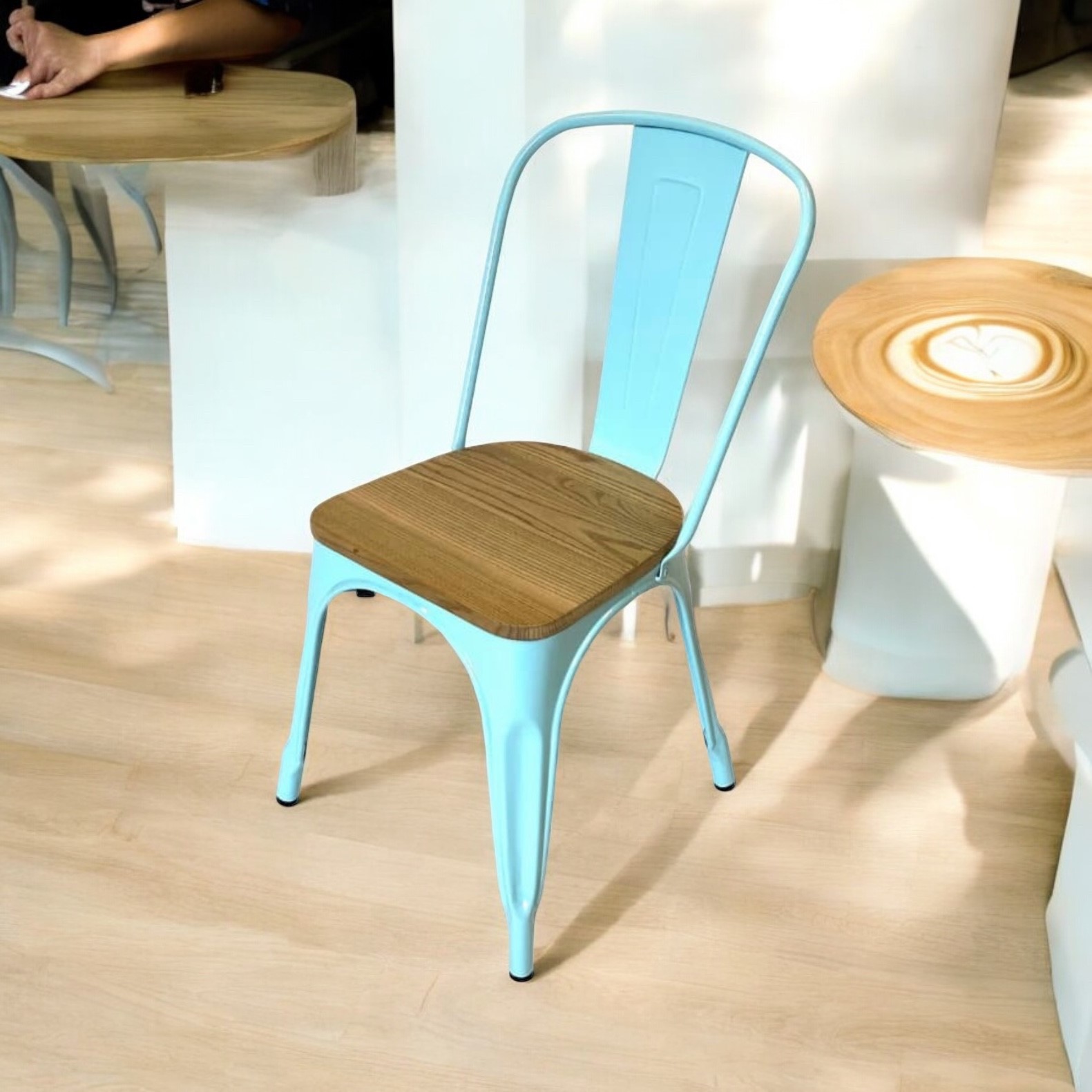 BE-TC3 Chair Blue Metal Tolix Chairs