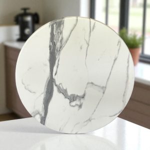 Romeo White Marble Effect Round Table Tops - BE Furniture Sales