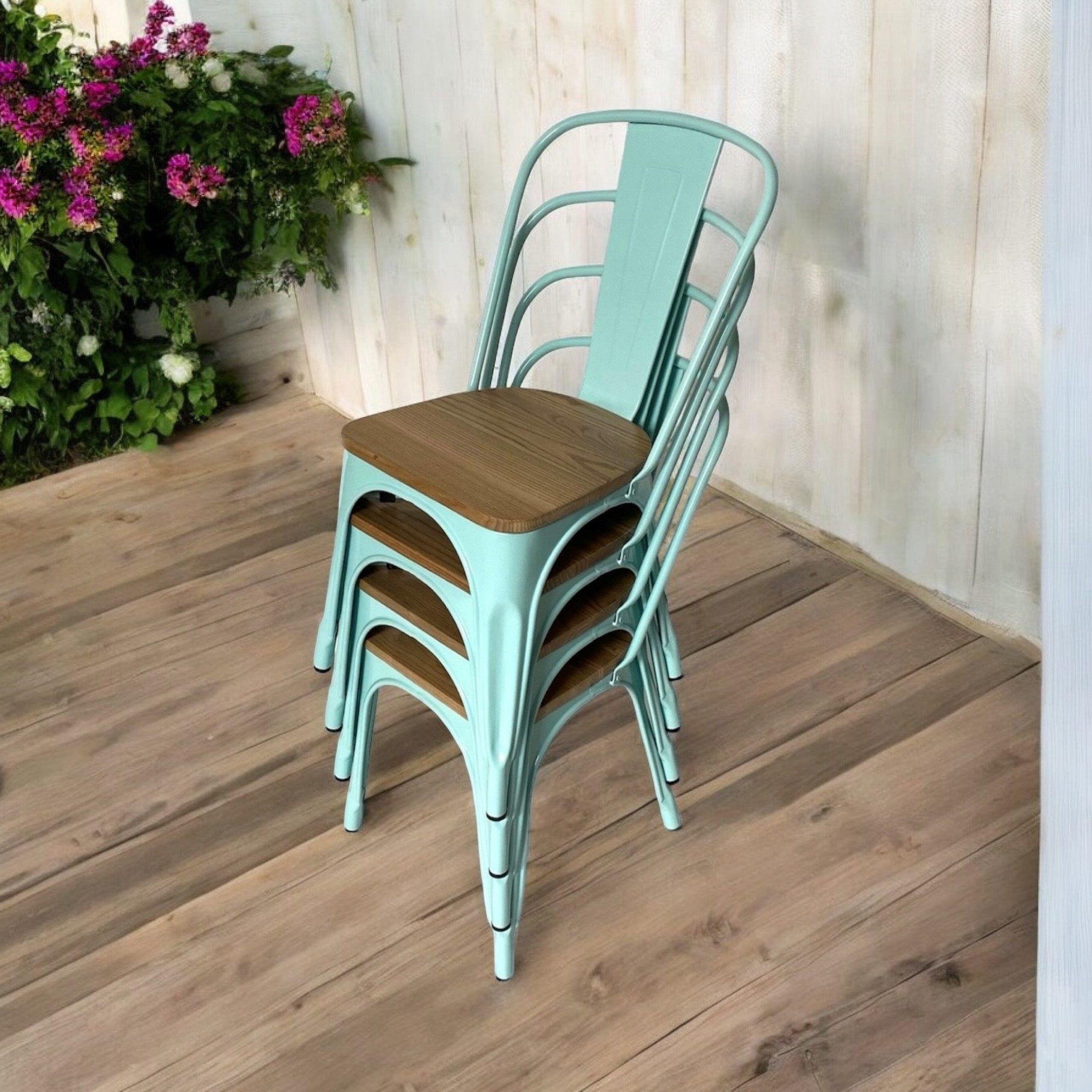 BE-TC3 Chair X4 Blue Metal Tolix Chairs