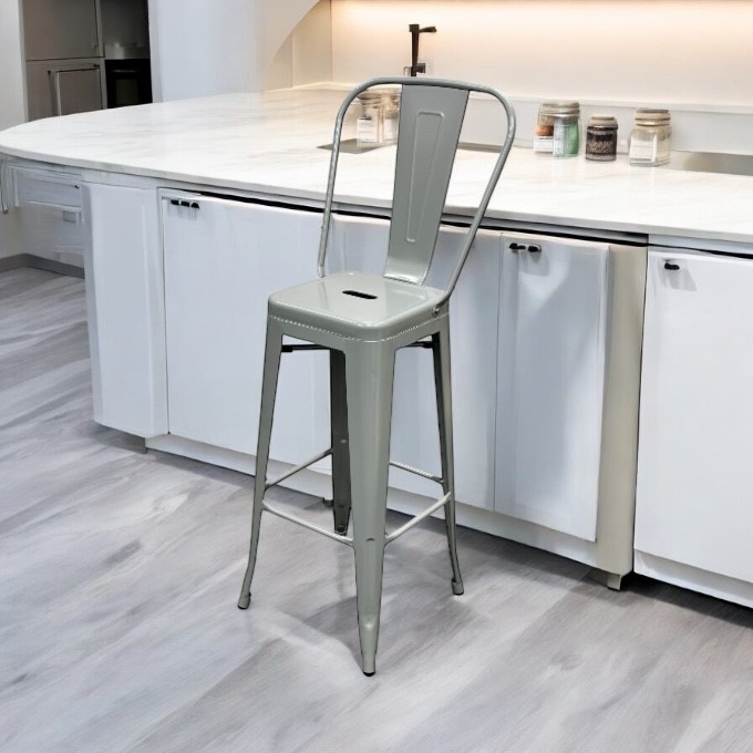 Grey Metal Tolix Counter Stools - BE Furniture Sales