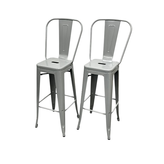 Grey Metal Tolix Counter Stools