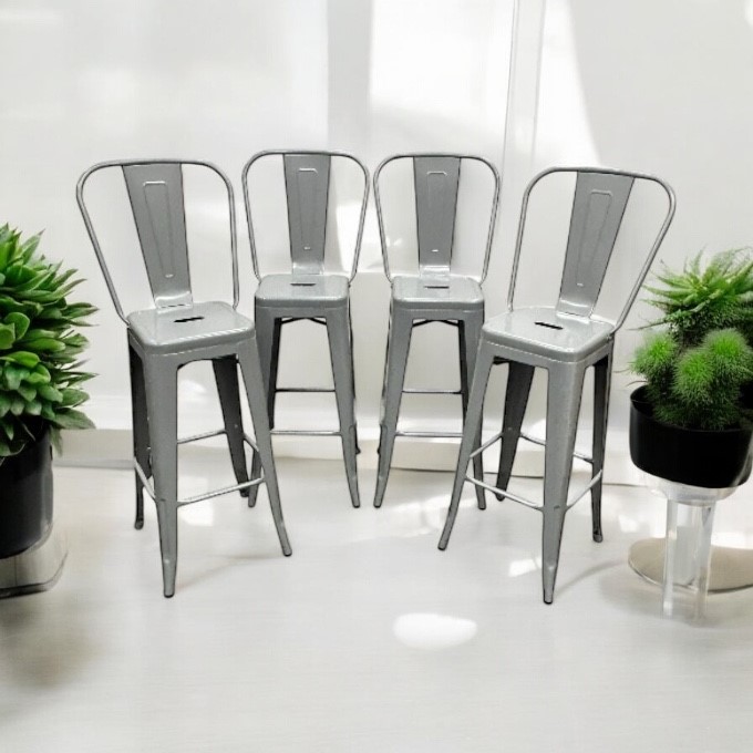 Grey Metal Tolix Counter Stools