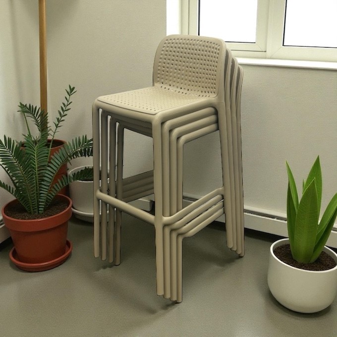 Beige Stacking Bar Stools