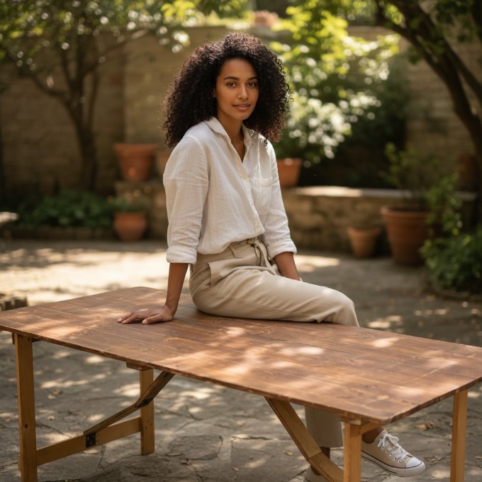 Wooden Rustic Trestle Table