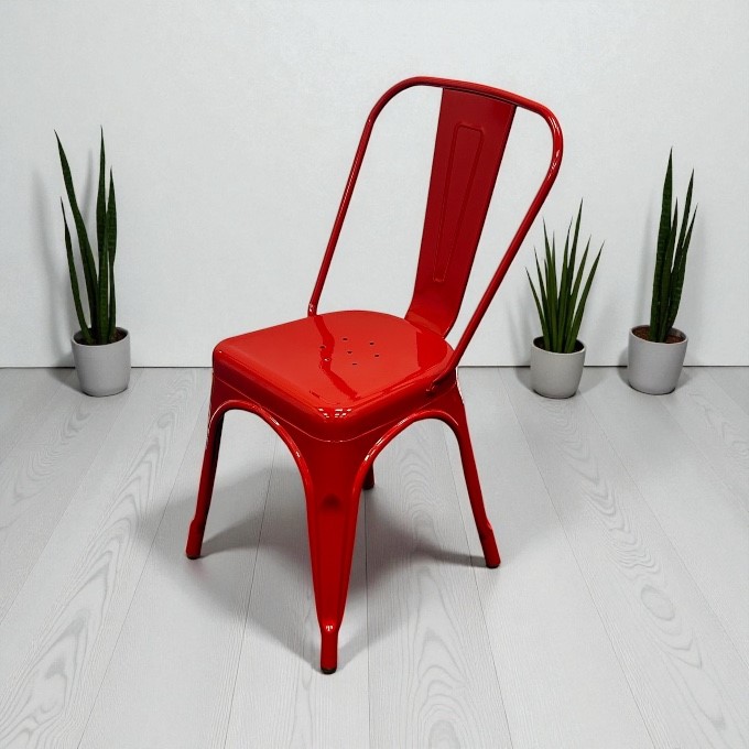 Red Metal Tolix Chairs - BE Furniture Sales