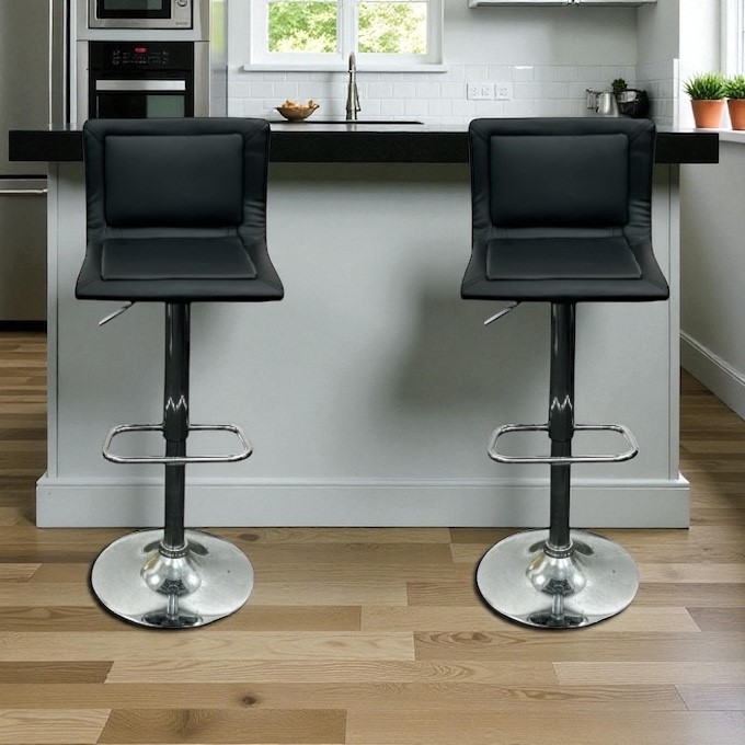 Black Leather High Stools