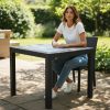 Black Rattan Garden Table